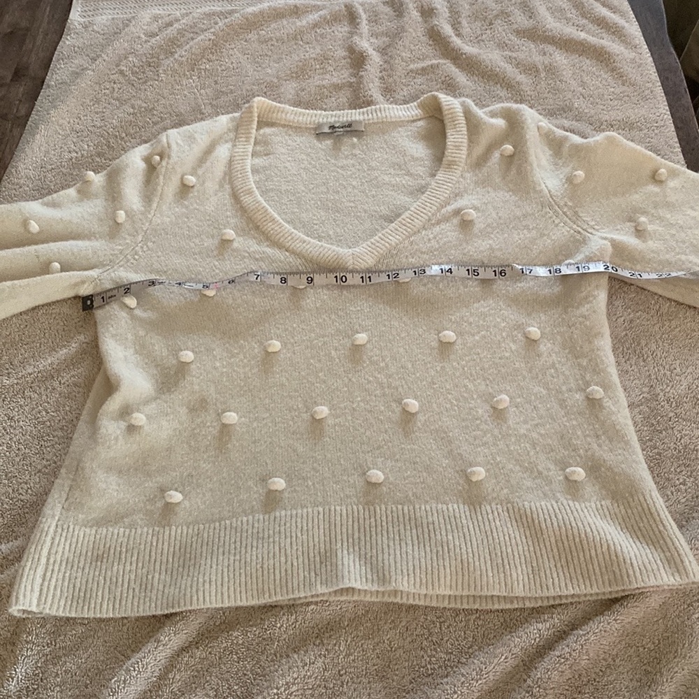Madewell Bobble Dashboard winter white V-Neck wool blended cozy yarn sweater - Picture 12 of 14